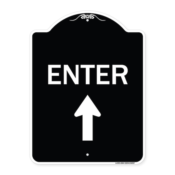 Enter Enter with Up Arrow Heavy-Gauge Aluminum Architectural Sign, 24" x 18", BW-1824-24097